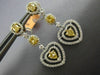 ESTATE LARGE 2.34CT WHITE & FANCY YELLOW DIAMOND 18KT 2 TONE GOLD HEART EARRINGS