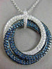 3.06CT WHITE & BLUE DIAMOND 18KT WHITE GOLD 3D INTERTWINING CIRCLE LOVE PENDANT