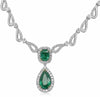 LARGE 17.69CT DIAMOND & AAA EMERALD 18K 2 TONE GOLD 3D TEAR DROP LARIAT NECKLACE