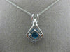 ESTATE 1.92CT DIAMOND & AAA BLUE TOPAZ 14KT WHITE GOLD SQUARE LOVE KNOT PENDANT