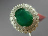 ESTATE LARGE 3.56CT DIAMOND & AAA EMERALD 18KT WHITE GOLD FLOWER ENGAGEMENT RING
