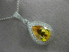 ESTATE 4.48CT DIAMOND & AAA YELLOW SAPPHIRE 14K WHITE GOLD PEAR SHAPE NECKLACE