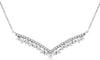 ESTATE .28CT DIAMOND 14KT WHITE GOLD 3D CLASSIC 2 ROW V SHAPE LOVE NECKLACE