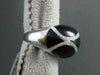ESTATE LARGE .40CT DIAMOND & AAA ONYX 18KT WHITE GOLD COCKTAIL RING 17mm