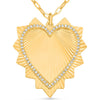 LARGE .16CT DIAMOND 14K YELLOW GOLD HEART SHAPE ADJUSTABLE LOVE FLOATING PENDANT