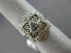 ESTATE WIDE .30CT ROUND DIAMOND 14K WHITE GOLD 3D PAVE ETOILE SQUARE FLOWER RING