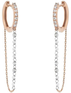 1.08CT DIAMOND 18KT ROSE GOLD 3D CLASSIC ROUND SHARE PRONG DROP HANGING EARRINGS