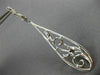 LONG 1.47CT DIAMOND 18KT WHITE GOLD FILIGREE FLOWER LEVER BACK HANGING EARRINGS