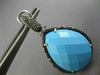 ESTATE LARGE 21.21CT BLACK DIAMOND & TURQUOISE 14KT WHITE GOLD CLIP ON EARRINGS