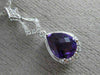 ESTATE 1.40CT DIAMOND & AAA AMETHYST 14KT WHITE GOLD TEAR DROP MILGRAIN PENDANT