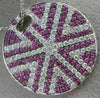 ESTATE LARGE 3.71CT DIAMOND & AAA PINK SAPPHIRE 18KT WHITE GOLD SUNBURST PENDANT