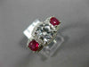 ESTATE LARGE 2.41CT DIAMOND & AAA RUBY 14KT WHITE GOLD 3 STONE ENGAGEMENT RING