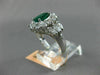 ESTATE LARGE 2.26CT DIAMOND & AAA EMERALD 18K WHITE GOLD 3D HALO ENGAGEMENT RING