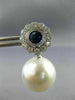 ESTATE 1.55CT DIAMOND AAA SAPPHIRE & SOUTH SEA PEARL 18KT WHITE GOLD 3D EARRINGS