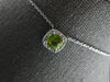1.04CT DIAMOND & AAA PERIDOT 14K WHITE GOLD CUSHION & ROUND SQUARE HALO NECKLACE