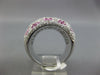 EXTRA LARGE 4.11CT DIAMOND & AAA PINK SAPPHIRE 18KT WHITE GOLD MULTI FLOWER RING