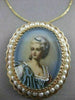 ANTIQUE LARGE QUEEN PEARL 14KT YELLOW GOLD LADY CAMEO FILIGREE PIN PENDANT #2694