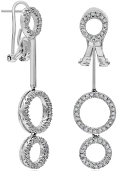 .46CT DIAMOND 14KT WHITE GOLD 3D MULTI CIRCULAR BY THE YARD FUN HANGING EARRINGS
