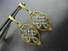 ESTATE .11CT DIAMOND 14K 2 TONE GOLD FILIGREE FLOWER LOVE KNOT HANGING EARRINGS