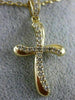 ESTATE LARGE .41CT DIAMOND 18KT YELLOW GOLD 3D WAVE SWIRL CROSS FLOATING PENDANT