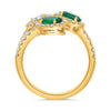 LARGE 1.79CT DIAMOND & AAA EMERALD 18KT YELLOW GOLD OVAL MULTI FLOWER FUN RING