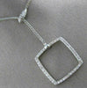 ESTATE 1.09CT DIAMOND 14KT WHITE GOLD 3D OPEN SQUARE LARIAT NECKLACE 16.5" #6600