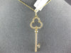 ESTATE .40CT DIAMOND 14KT YELLOW GOLD 3D 3 LEAF CLOVER KEY TO YOUR HEART PENDANT