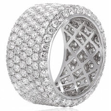 LARGE 2.1CT DIAMOND 14K WHITE GOLD MULTI ROW PAVE SEMI ETERNITY ANNIVERSARY RING