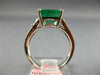 ESTATE LARGE 4.37CT DIAMOND & AAA EMERALD 18KT WHITE GOLD FLOWER ENGAGEMENT RING