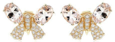 ESTATE 1.74CT DIAMOND & AAA MORGANITE 14K YELLOW GOLD 3D BUTTERFLY STUD EARRINGS