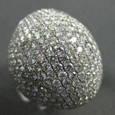ESTATE LARGE 6.05CTW DIAMOND 18KT WHITE GOLD FLAT DOME SHAPE FUN RING STUNNING!