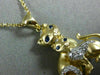 ESTATE .20CT DIAMOND & AAA SAPPHIRE 14KT YELLOW GOLD MOTHER & BABY KITTY PENDANT