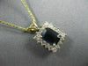 ESTATE 1.27CT DIAMOND & SAPPHIRE EMERALD CUT CLUSTER 14K Y GOLD PENDANT #6742