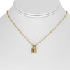 .19CT DIAMOND 14KT YELLOW GOLD ROUND CLASSIC LOCK & KEY ADJUSTABLE LOVE NECKLACE
