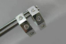 ESTATE .36CT DIAMOND HEXAGON ETOILE 14KT WHITE GOLD HUGGIE EARRINGS CHIC! #15847
