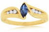 ESTATE .41CT DIAMOND & AAA TANZANITE 14KT YELLOW GOLD SEMI BEZEL ENGAGEMENT RING