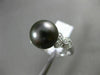 ESTATE .16CT DIAMOND 18KT WHITE GOLD 3D TAHITIAN PEARL FLOWER LEAF SOLITARE RING