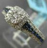 LARGE .53CT DIAMOND & SAPPHIRE 14KT WHITE GOLD 3D SQUARE CLUSTER FRIENDSHIP RING