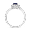 LARGE 1.29CT DIAMOND & AAA SAPPHIRE 14KT WHITE GOLD PEAR SHAPE & ROUND HALO RING