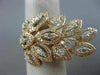 ESTATE EXTRA LARGE 1.39CT DIAMOND 14K ROSE GOLD 3D MULTI LEAF DOUBLE FINGER RING