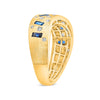 WIDE .61CT DIAMOND & AAA SAPPHIRE 14K YELLOW GOLD ROUND & BAGUETTE WAVE FUN RING