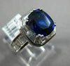 ESTATE LARGE 5.24CT DIAMOND & AAA SAPPHIRE 18KT WHITE GOLD HALO ENGAGEMENT RING