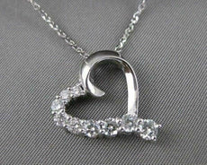 ESTATE .77CTW DIAMOND HEART JOURNEY 14K WHITE GOLD PENDANT + CHAIN