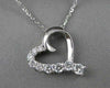 ESTATE .77CTW DIAMOND HEART JOURNEY 14K WHITE GOLD PENDANT + CHAIN
