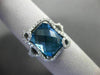 ESTATE LARGE 6.58CT DIAMOND & AAA BLUE TOPAZ 14KT WHITE GOLD 3D RECTANGULAR RING