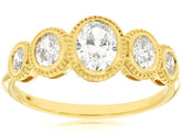 .85CT DIAMOND 14KT YELLOW GOLD 3D OVAL 5 STONE BEZEL GRADUATING ANNIVERSARY RING