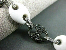 ESTATE WIDE 23.38CT DIAMOND & WHITE AGATE 18KT WHITE GOLD FUN BRACELET BEAUTIFUL