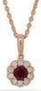 ESTATE .44CT DIAMOND & AAA RUBY 14KT ROSE GOLD CLASSIC FLOWER FLOATING PENDANT