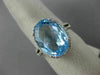 ESTATE LARGE 10.22CT DIAMOND & AAA BLUE TOPAZ 14KT WHITE GOLD OVAL HALO FUN RING