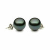 ESTATE AAA 10.5MM TAHITIAN PEARL 14KT WHITE GOLD CLASSIC SOLITAIRE STUD EARRINGS